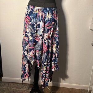 Vibrant Asymmetrical Floral Skirt by Laundry by Shelli Segal - Tropical Print